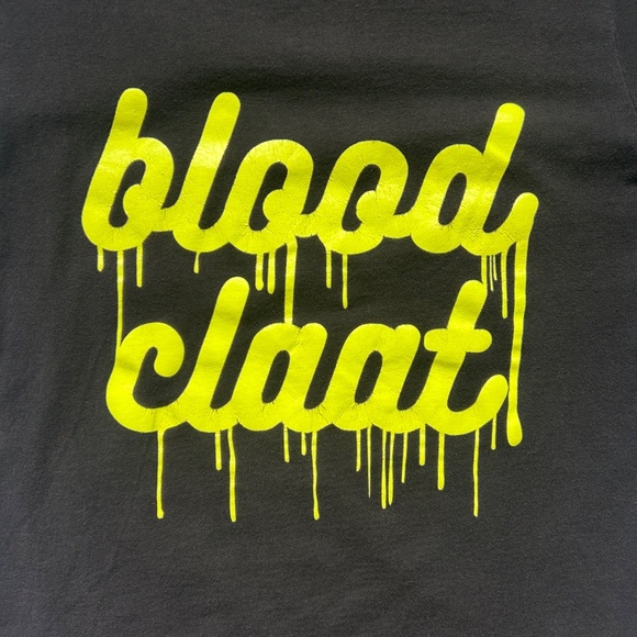 Slangteez Co. ‘Blood Claat’ Black & Neon Text Unisex Graphic T-shirt - Picture 7 of 12